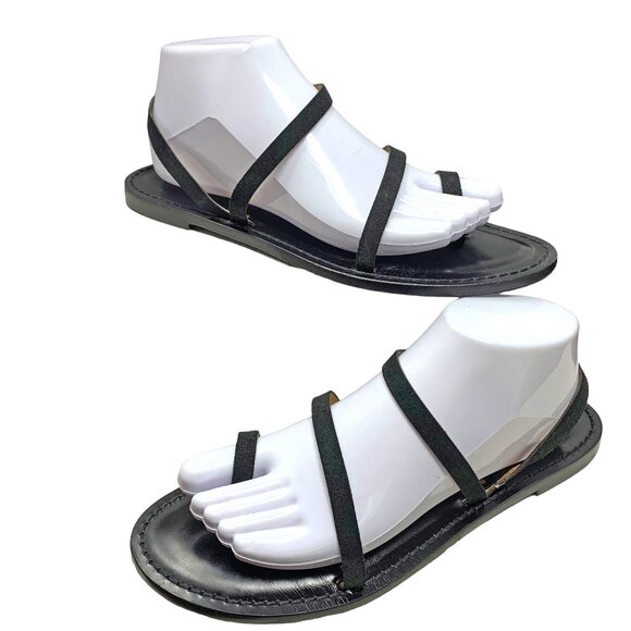 Anthropologie AMANU Nakuru Handmade Black‎ Leather Strappy Sandals